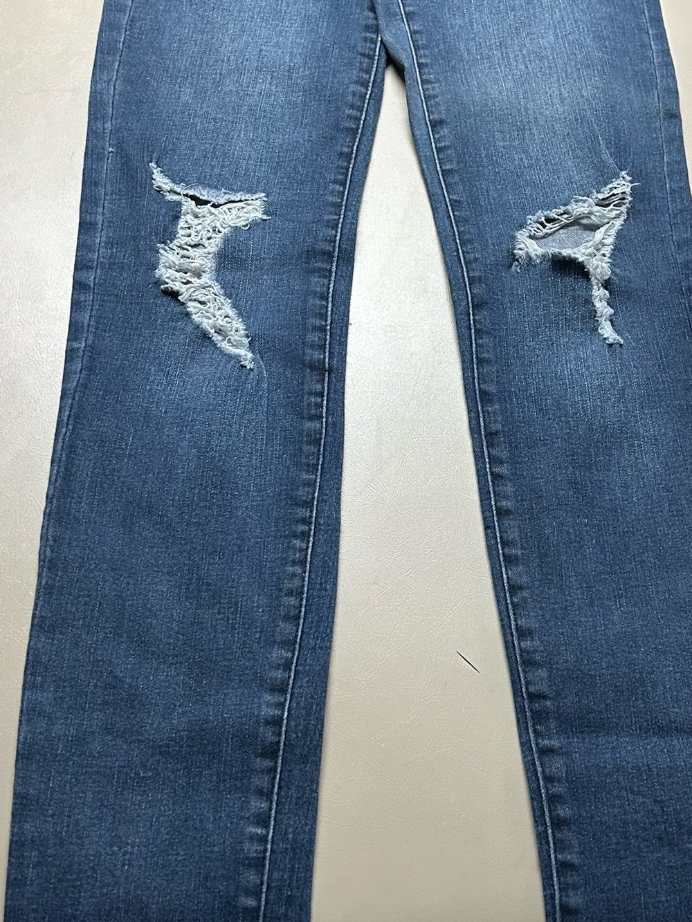 New York & Company Distressed Blue Skinny Jeans